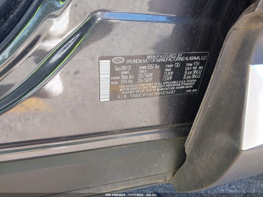 2022 HYUNDAI SANTA FE LIMITED - 5NMS4DAL5NH376682