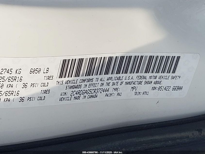 2010 Dodge Grand Caravan Se VIN: 2D4RN4DE6AR307592 Lot: 43660766