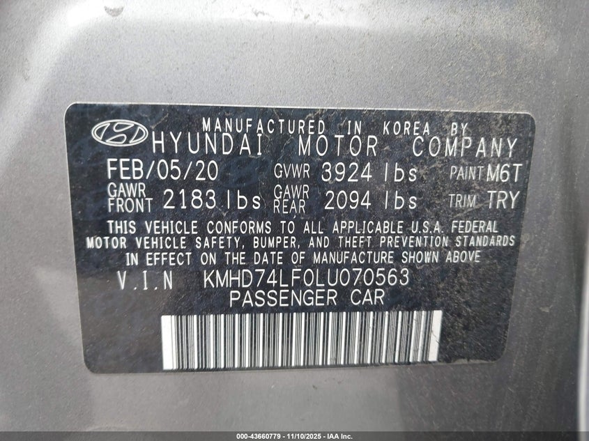 2020 HYUNDAI ELANTRA SE - KMHD74LF0LU070563