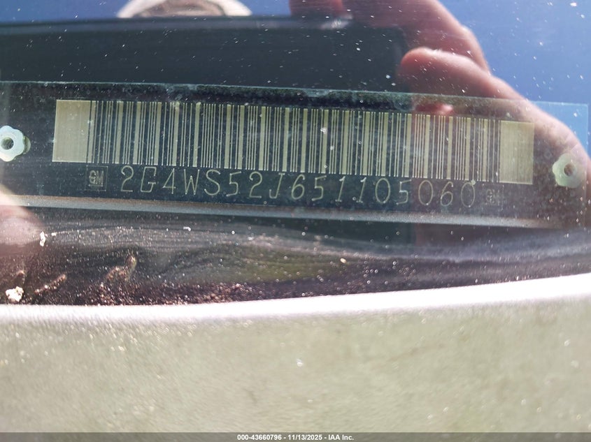 2005 Buick Century VIN: 2G4WS52J651105060 Lot: 43660796