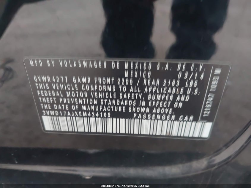 2014 VOLKSWAGEN JETTA 1.8T SE - 3VWD17AJXEM424169