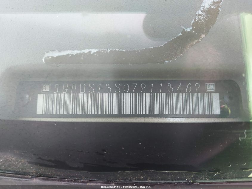 2007 Buick Rainier Cxl VIN: 5GADS13S072113462 Lot: 43661112