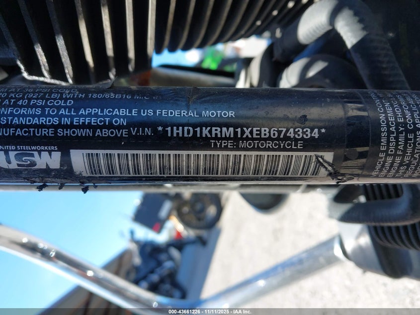 2014 Harley-Davidson Flhxs Street Glide Special VIN: 1HD1KRM1XEB674334 Lot: 43661226