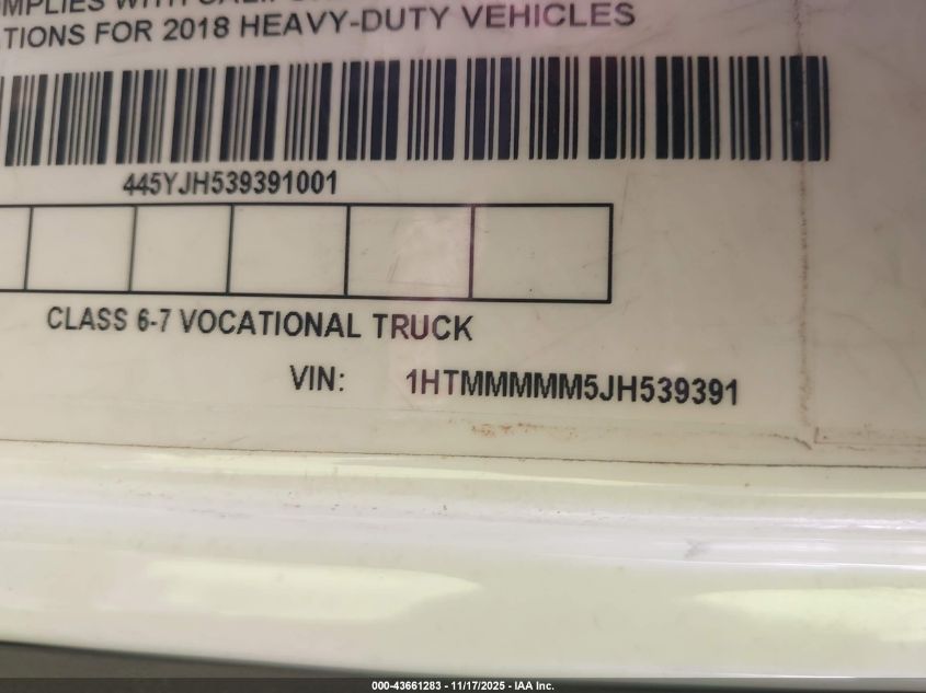 2018 International Durastar 4300 VIN: 1HTMMMMM5JH539391 Lot: 43661283