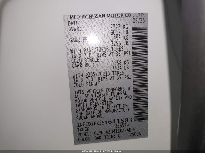 1N6ED1EK2SN641583 2025 NISSAN NAVARA (FRONTIER) photo no. 5