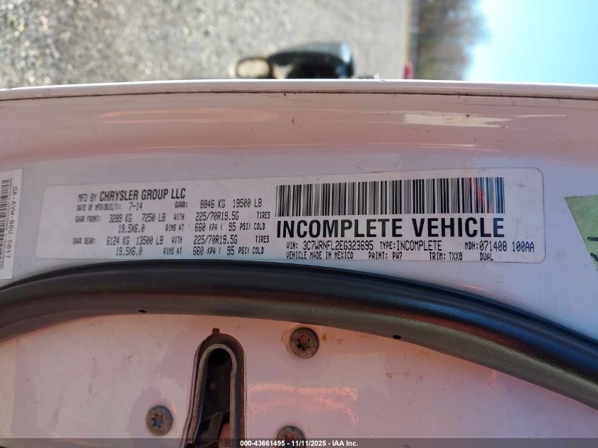 2014 Ram 5500 Chassis Tradesman/Slt/Laramie VIN: 3C7WRNFL2EG323695 Lot: 43661495