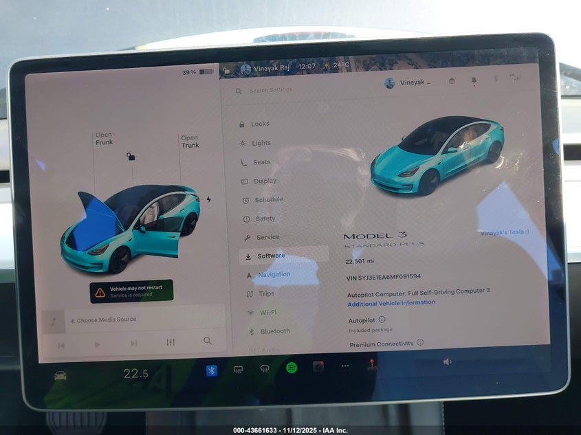 2021 Tesla Model 3 Standard Range Plus Rear-Wheel Drive VIN: 5YJ3E1EA6MF091594 Lot: 43661633