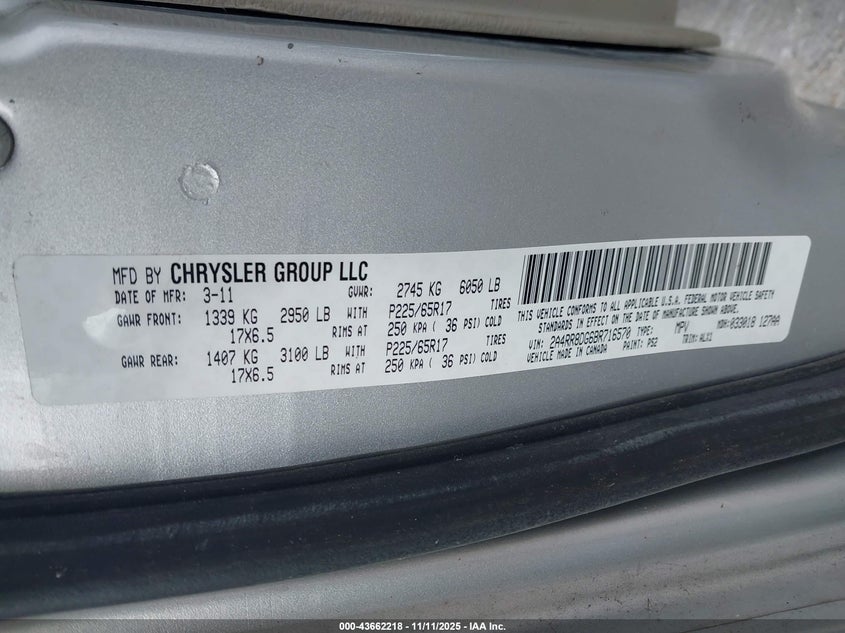 2A4RR8DG6BR716570 2011 CHRYSLER TOWN & COUNTRY photo no. 9