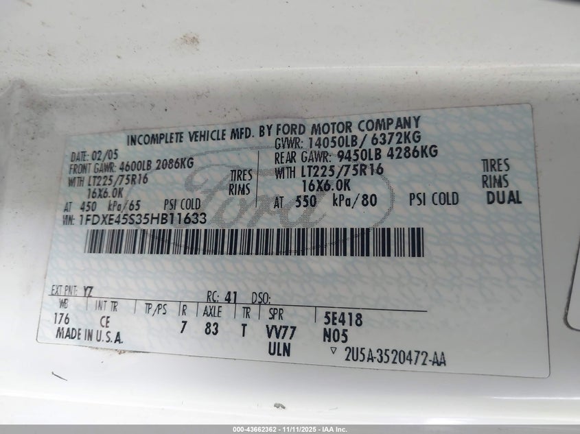 1FDXE45S35HB11633 2005 FORD ECONOLINE photo no. 8