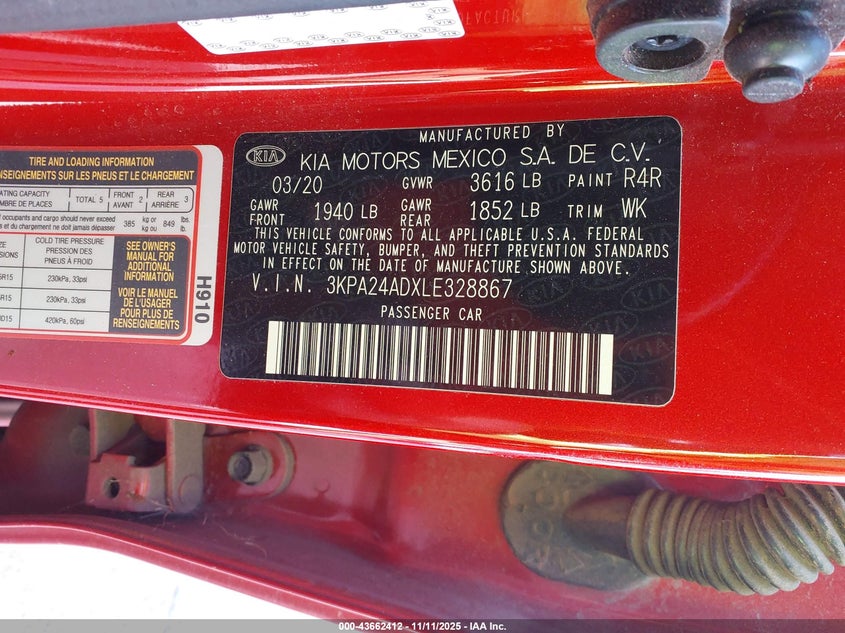 2020 KIA RIO S 3KPA24ADXLE328867