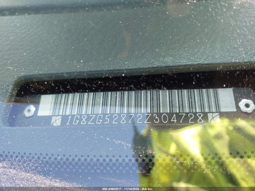 2002 Saturn S-Series Sl1 VIN: 1G8ZG52872Z304728 Lot: 43662517