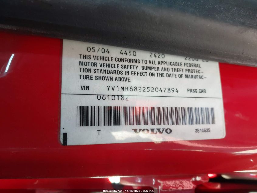 2005 Volvo S40 T5 Awd VIN: YV1MH682252047894 Lot: 43662741