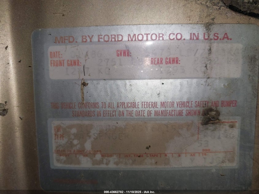 1986 Lincoln Town Car VIN: 1LNBP96FXGY661997 Lot: 43662782