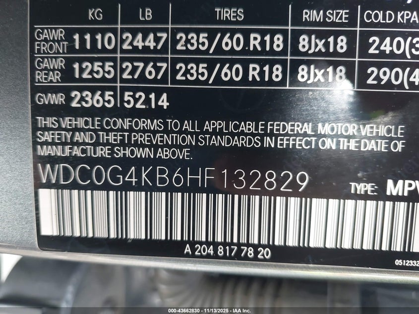 2017 MERCEDES-BENZ GLC 300 4MATIC WDC0G4KB6HF132829