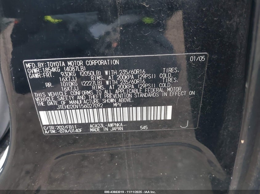 JTEHD20V156027092 2005 TOYOTA RAV 4 photo no. 9