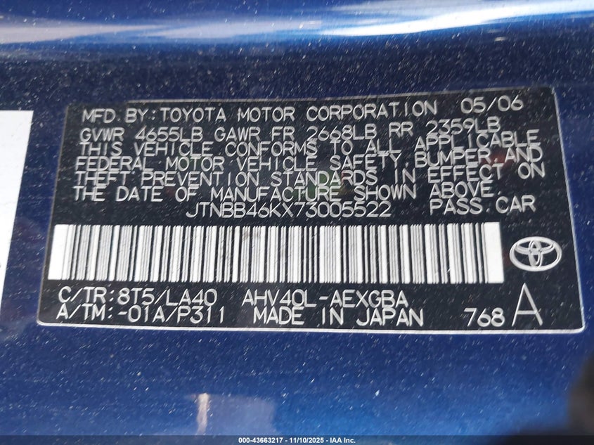 JTNBB46KX73005522 2007 TOYOTA CAMRY photo no. 9
