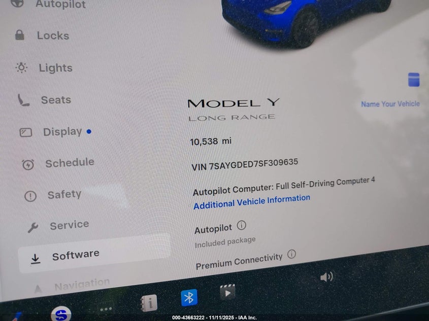 2025 Tesla Model Y Long Range Dual Motor Rear-Wheel Drive VIN: 7SAYGDED7SF309635 Lot: 43663222