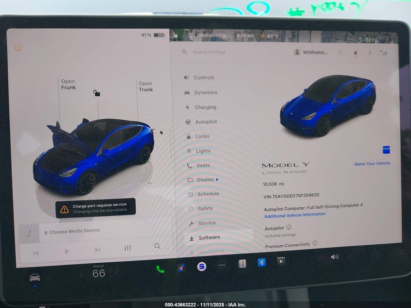 2025 Tesla Model Y Long Range Dual Motor Rear-Wheel Drive VIN: 7SAYGDED7SF309635 Lot: 43663222