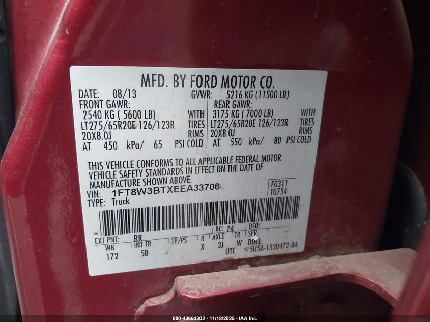 1FT8W3BTXEEA33706 2014 FORD F350 photo no. 9
