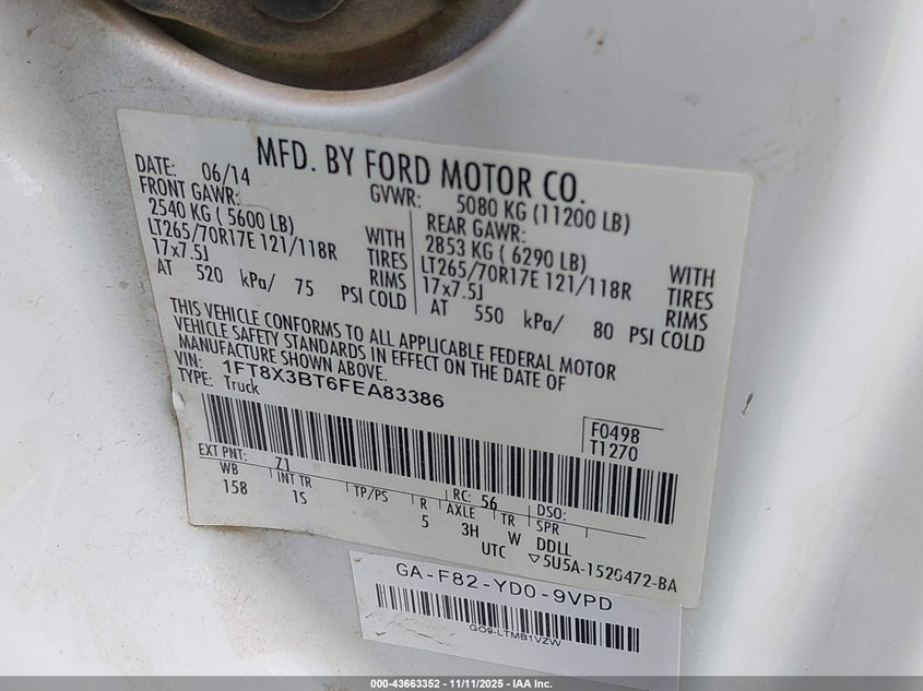 1FT8X3BT6FEA83386 2015 FORD F350 photo no. 8