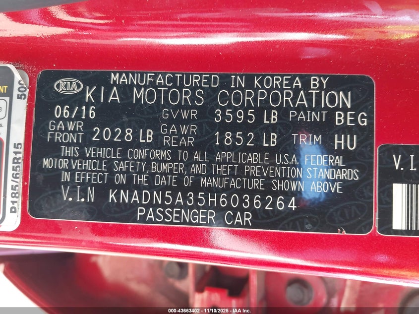 2017 KIA RIO EX - KNADN5A35H6036264