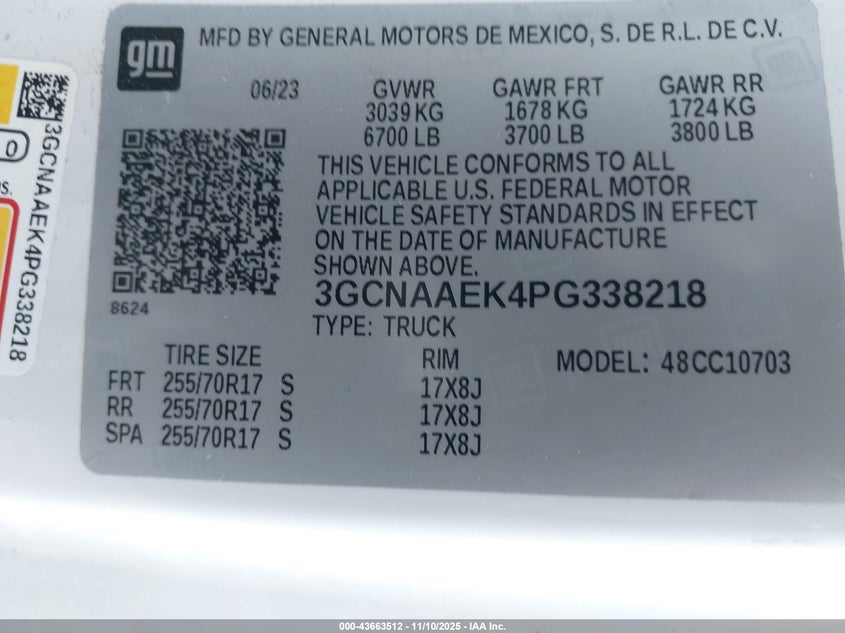3GCNAAEK4PG338218 2023 CHEVROLET SILVERADO photo no. 9