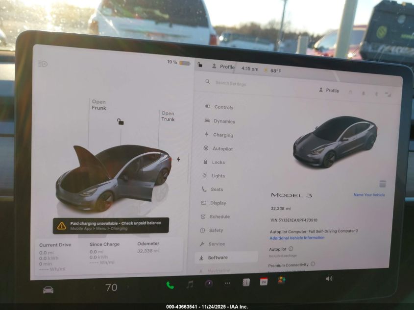 2023 Tesla Model 3 Rear-Wheel Drive VIN: 5YJ3E1EAXPF473910 Lot: 43663541