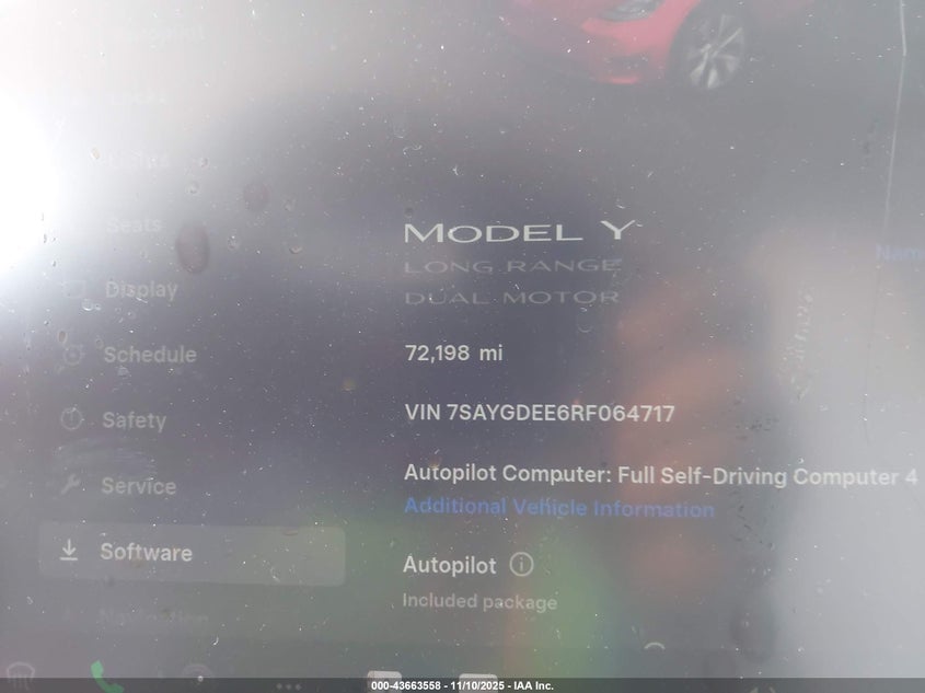 2024 Tesla Model Y Long Range Dual Motor All-Wheel Drive VIN: 7SAYGDEE6RF064717 Lot: 43663558