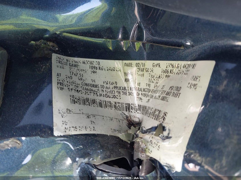 2018 Ford Escape S VIN: 1FMCU0F75JUB83066 Lot: 43663695