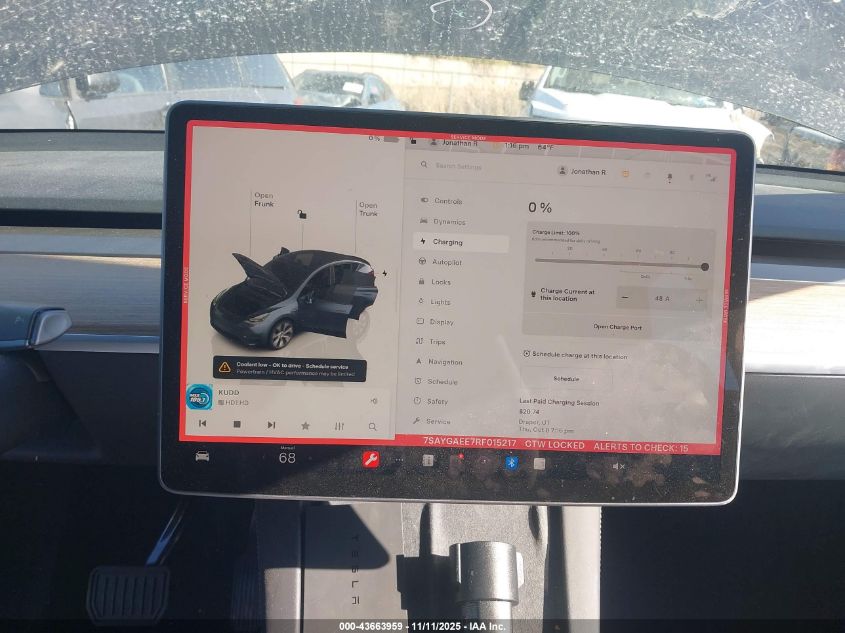 2024 Tesla Model Y Long Range Dual Motor All-Wheel Drive VIN: 7SAYGAEE7RF015217 Lot: 43663959