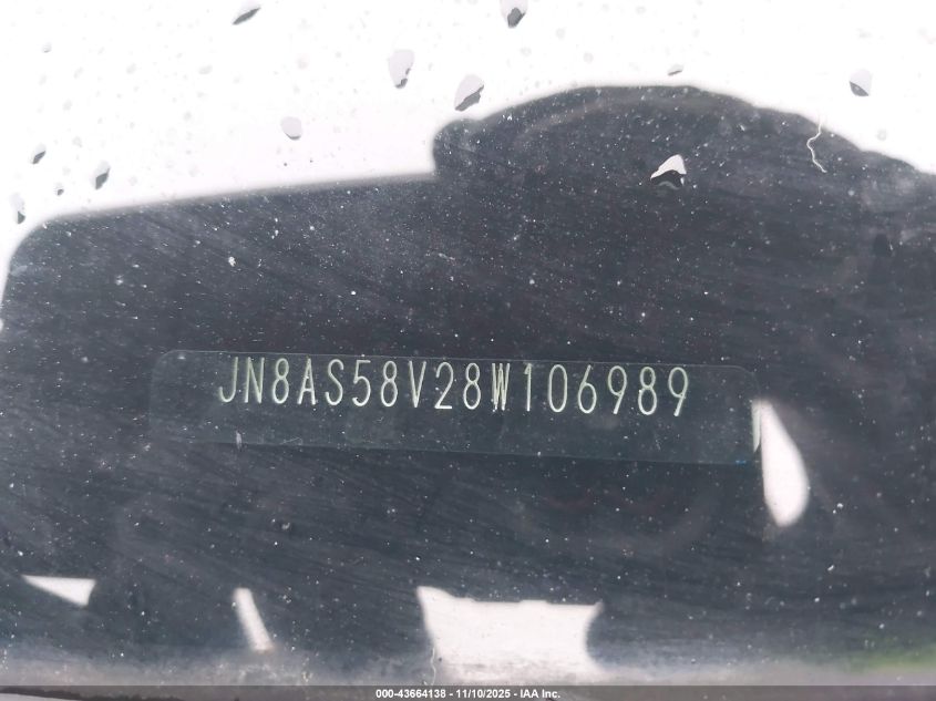 2008 Nissan Rogue Sl VIN: JN8AS58V28W106989 Lot: 43664138