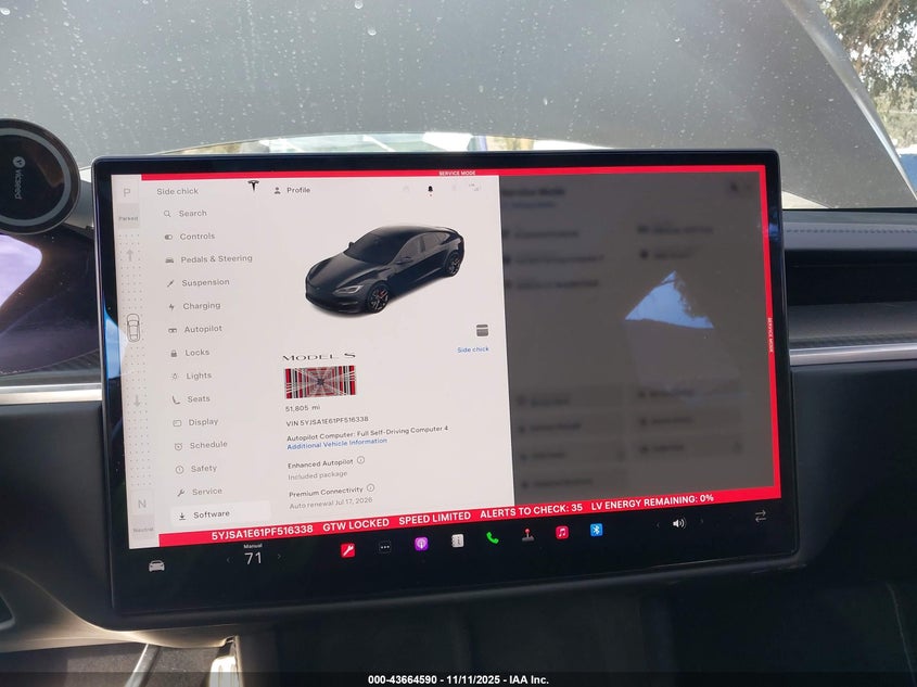 2023 Tesla Model S Plaid Tri Motor All-Wheel Drive VIN: 5YJSA1E61PF516338 Lot: 43664590