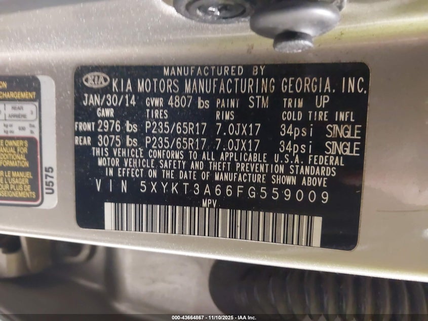 2015 KIA SORENTO LX - 5XYKT3A66FG559009