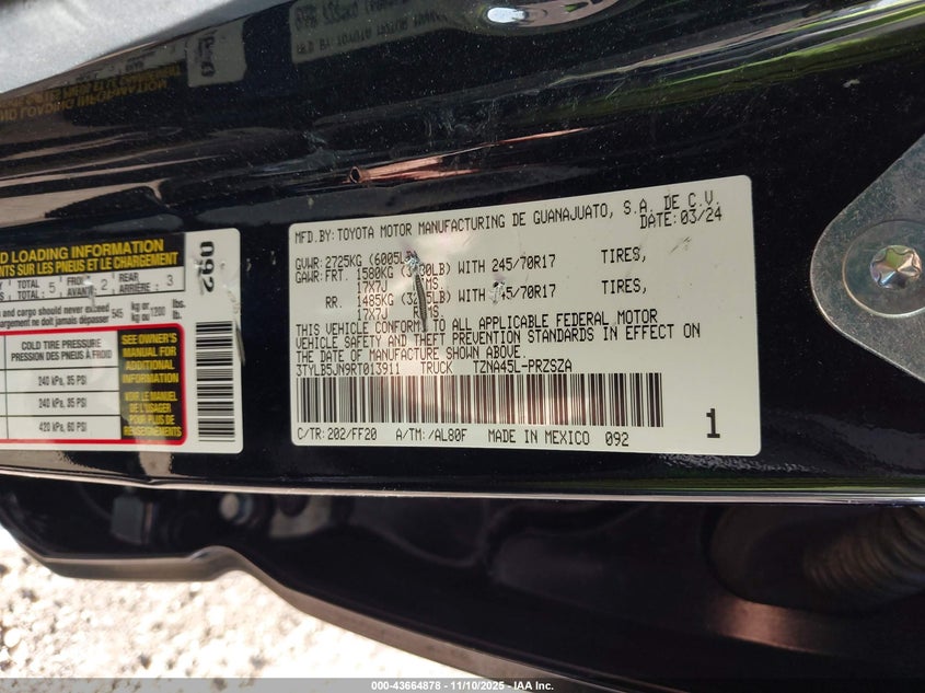 2024 TOYOTA TACOMA SR5 3TYLB5JN9RT013911