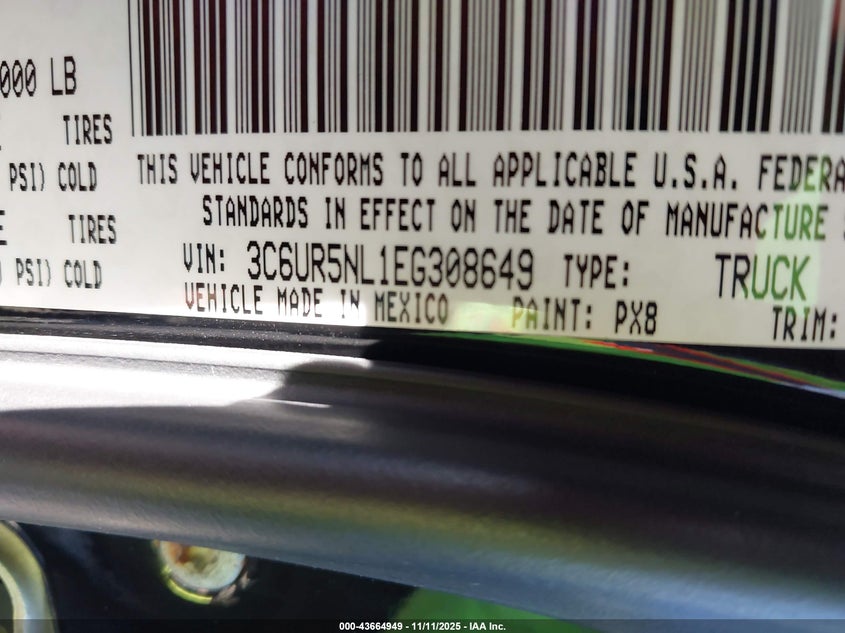 2014 RAM 2500 LARAMIE - 3C6UR5NL1EG308649