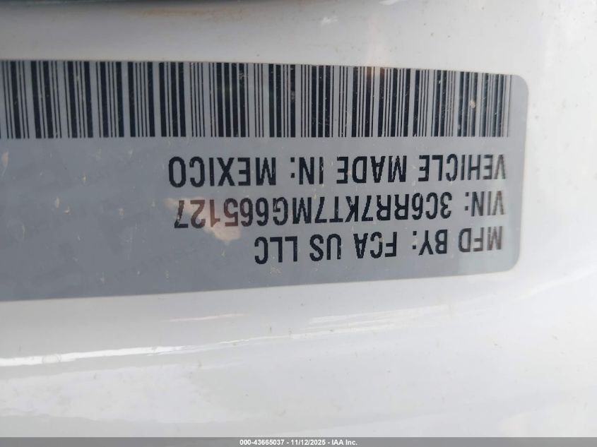 2021 Ram 1500 Classic Tradesman 4X4 5'7 Box VIN: 3C6RR7KT7MG665127 Lot: 43665037