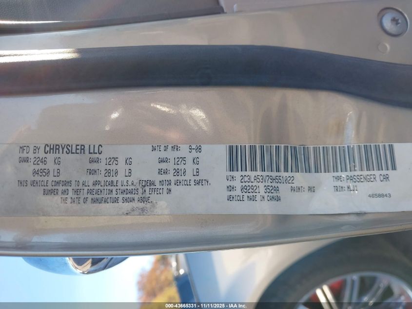 2009 Chrysler 300 Touring VIN: 2C3LA53V79H551022 Lot: 43665331