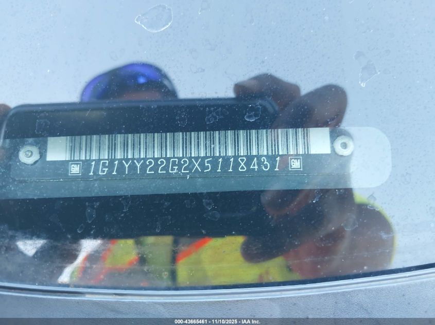 1999 Chevrolet Corvette VIN: 1G1YY22G2X5118431 Lot: 43665461