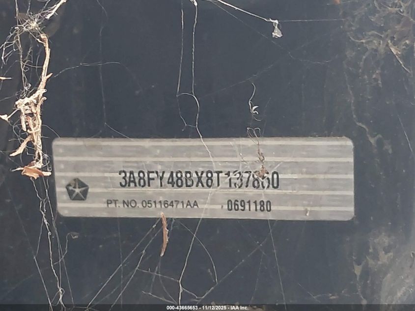 2008 Chrysler Pt Cruiser Lx VIN: 3A8FY48BX8T137860 Lot: 43665653