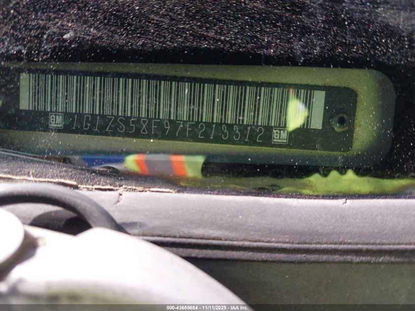 2007 Chevrolet Malibu Ls VIN: 1G1ZS58F97F213312 Lot: 43665684