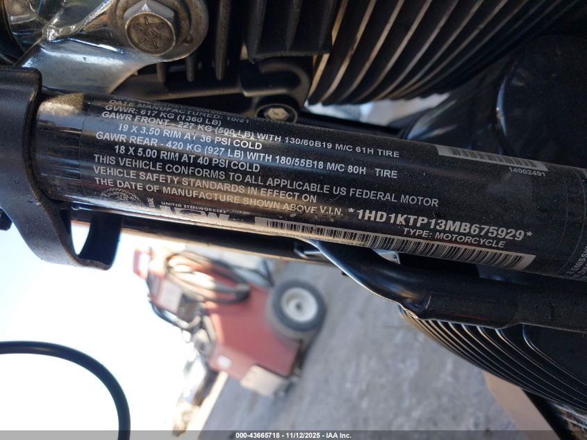 2021 Harley-Davidson Fltrxs VIN: 1HD1KTP13MB675929 Lot: 43665718