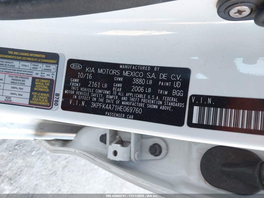 2017 KIA FORTE LX - 3KPFK4A71HE069760