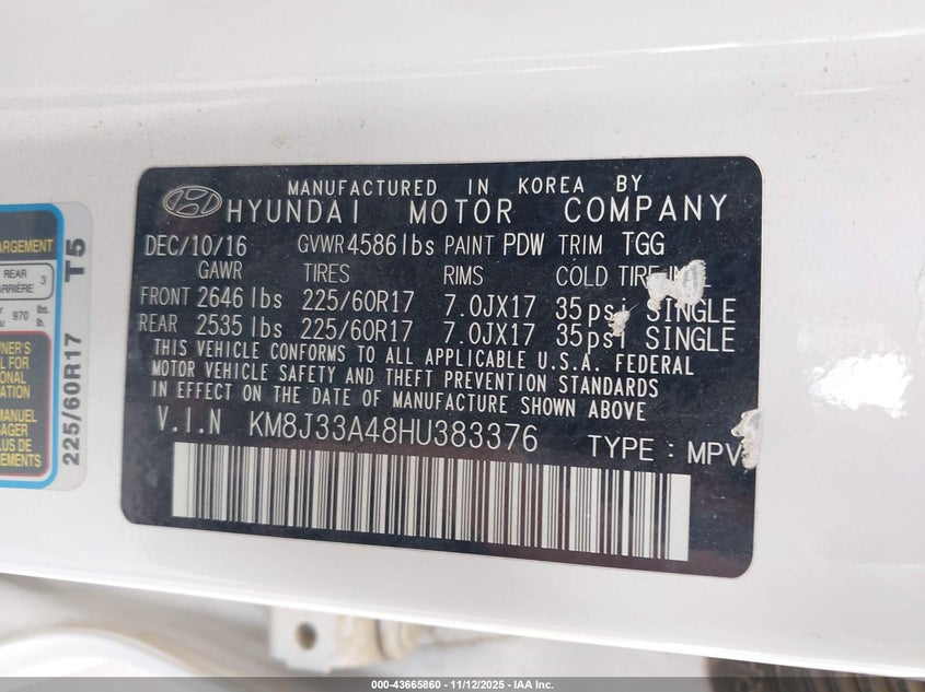 KM8J33A48HU383376 2017 HYUNDAI TUCSON photo no. 9