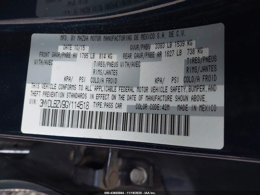 3MYDLBZV9GY114518 2016 SCION IA photo no. 9