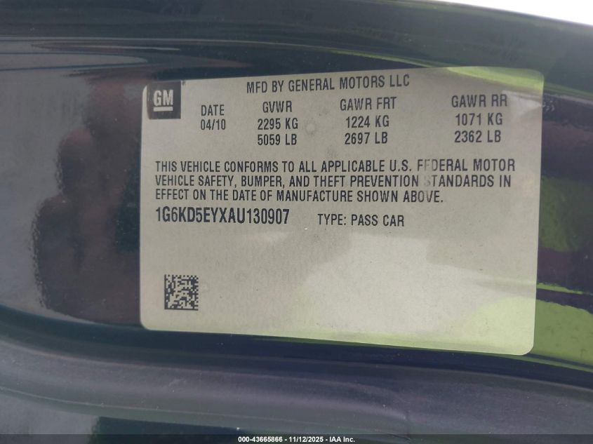 2010 Cadillac Dts Luxury Collection VIN: 1G6KD5EYXAU130907 Lot: 43665866