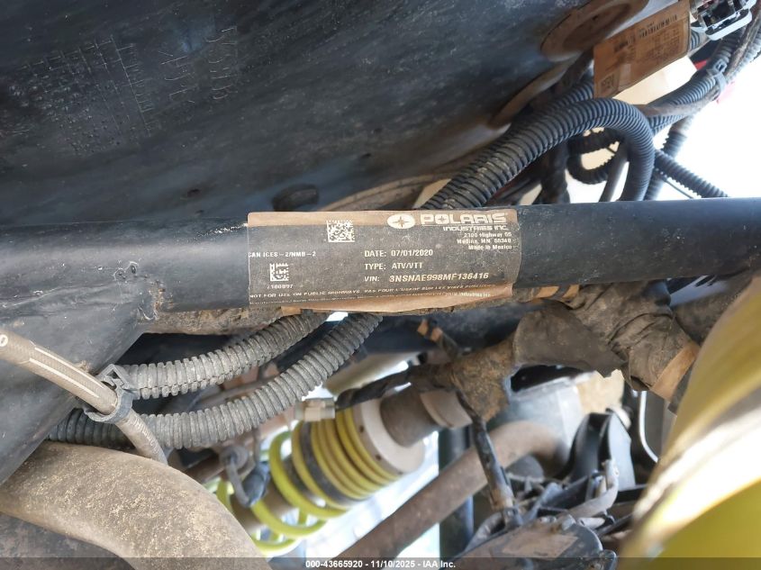2021 Polaris Rzr Xp 1000 VIN: 3NSNAE998MF136416 Lot: 43665920