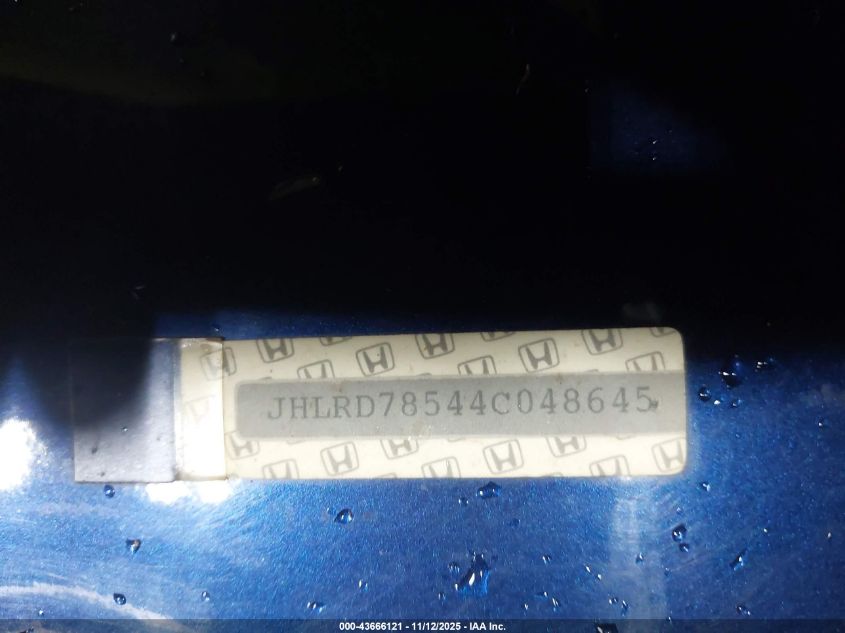 2004 Honda Cr-V Lx VIN: JHLRD78544C048645 Lot: 43666121