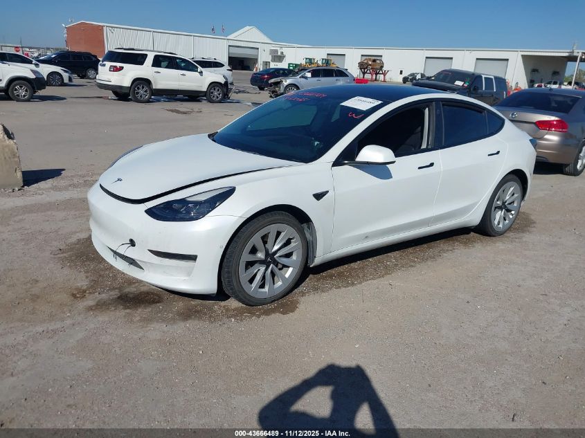 2022 Tesla Model 3 Long Range Dual Motor All-Wheel Drive VIN: 5YJ3E1EB7NF120143 Lot: 43666489