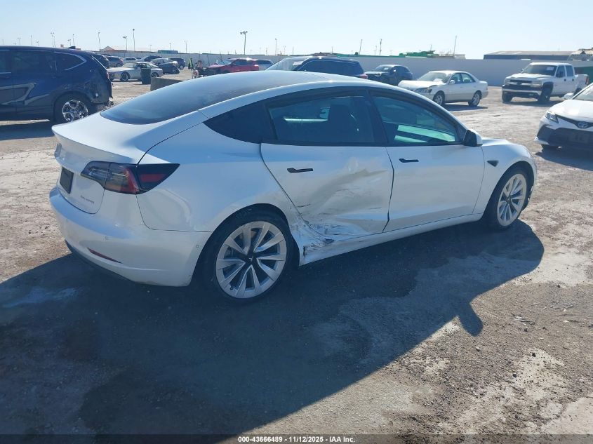 2022 Tesla Model 3 Long Range Dual Motor All-Wheel Drive VIN: 5YJ3E1EB7NF120143 Lot: 43666489