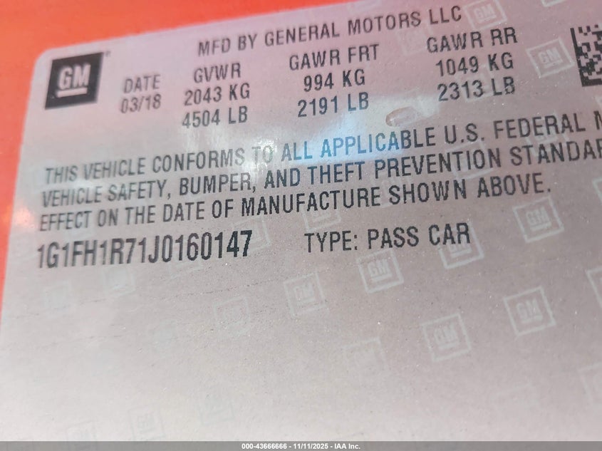 2018 CHEVROLET CAMARO 2SS 1G1FH1R71J0160147